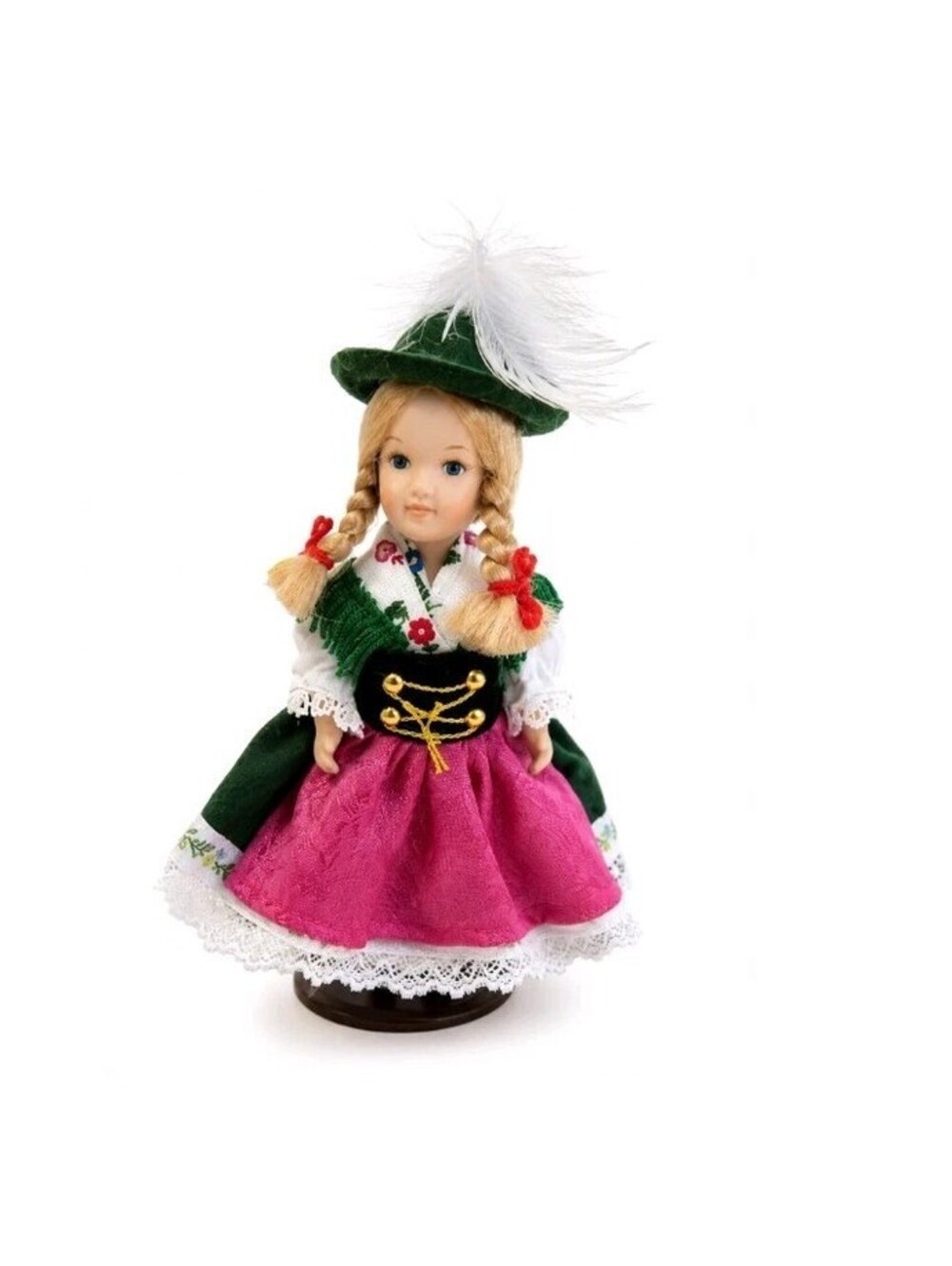 Schneider of Germany Porcelain Doll 6" Handmade Dirndl Dress Blonde Girl Bavaria